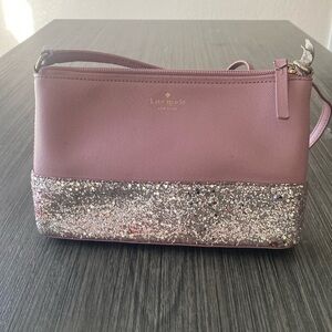 Kate Spade Pink and Silver Crossbody Bag with Glitter Finish